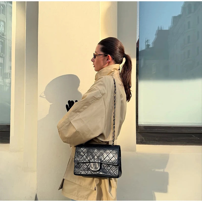 Trench Court Ceinturé Femme – Élégance Khaki - Vestico