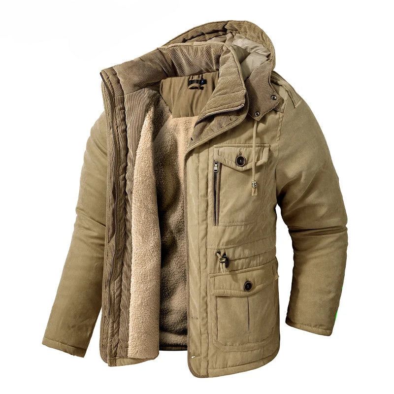 Parka Homme Chaude à Capuche Amovible – Veste Hiver LZLLTT en Polaire et Coton Décontractée - Vestico