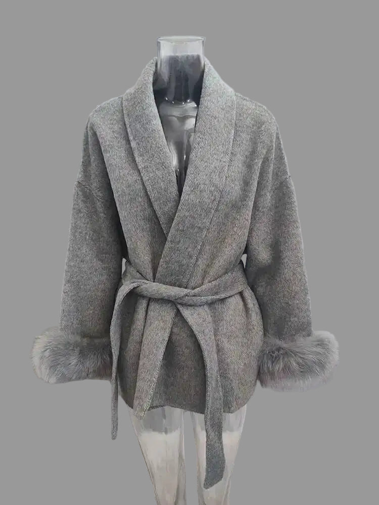 Manteau Femme OL – Patchwork Fourrure & Laine - Vestico