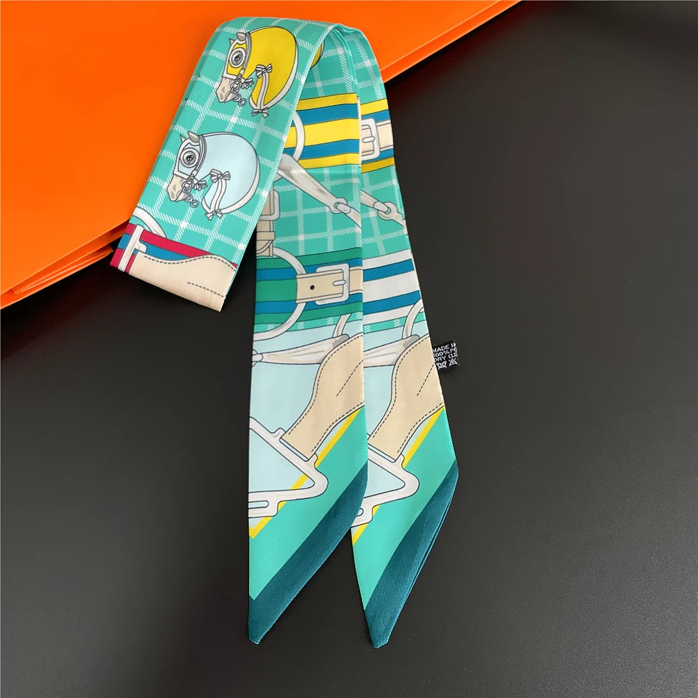 Foulard Femme Imprimé – Écharpe Fine en Soie, Accessoire pour Sac & Cheveux - Vestico