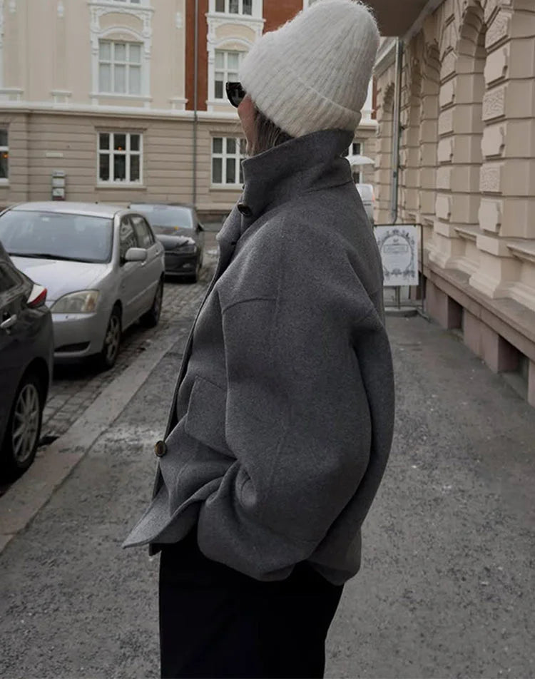 Manteau Femme Oversize en Laine Mélangée – Élégance Automne/Hiver - Vestico