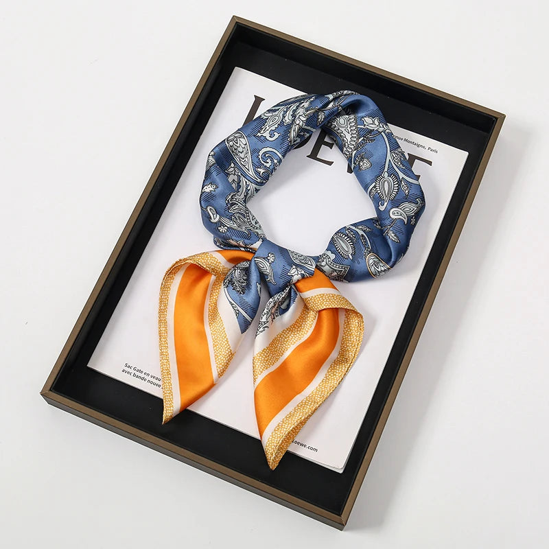Bohemian Style Print Luxury Brand Silk Square Scarf Women Satin Shawls Neckerchief Wrap Scarves Bandana Hair Hjiab Floral - Vestico