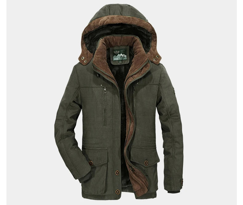 Veste Hivernale Homme Épaisse et Chaude – Capuche Amovible, Style Armée Décontracté