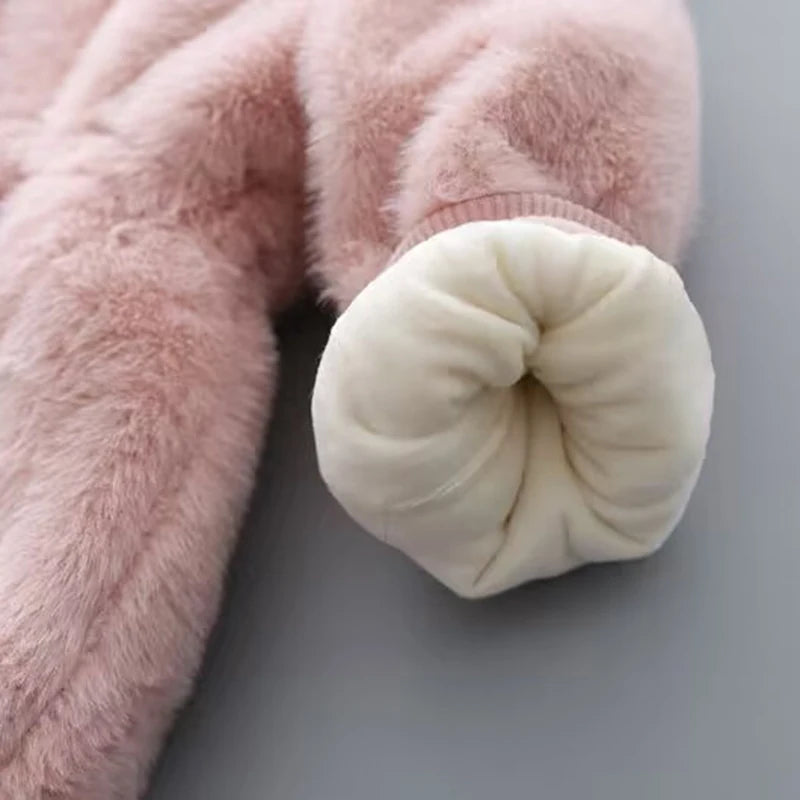 Winter Girls Coat Super Warm Mink Fur Padded Thickened Long Sleeve Hooded Coats Baby Kids Children Jacket Plush Outerwear - Vestico