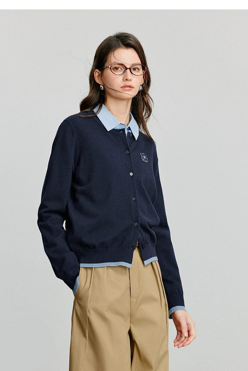 Cardigan Femme Vert Brodé – Élégance Automne/Hiver - Vestico