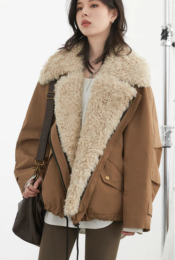 Veste moto femme en coton – manteau chaud style streetwear