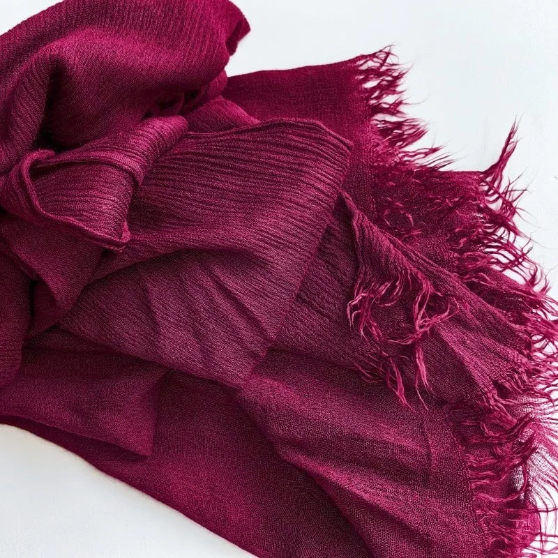 61 Colors Soft Cotton Viscose Scarf Rayon Material Muslim Hijab Mid Eastern Plain Solid Color Headscarf With Tassel - Vestico