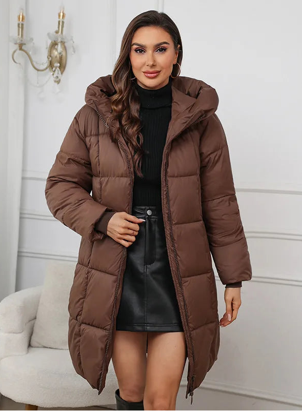 Doudoune Longue Femme Épaisse à Capuche – Manteau Chaud Automne Hiver 2024