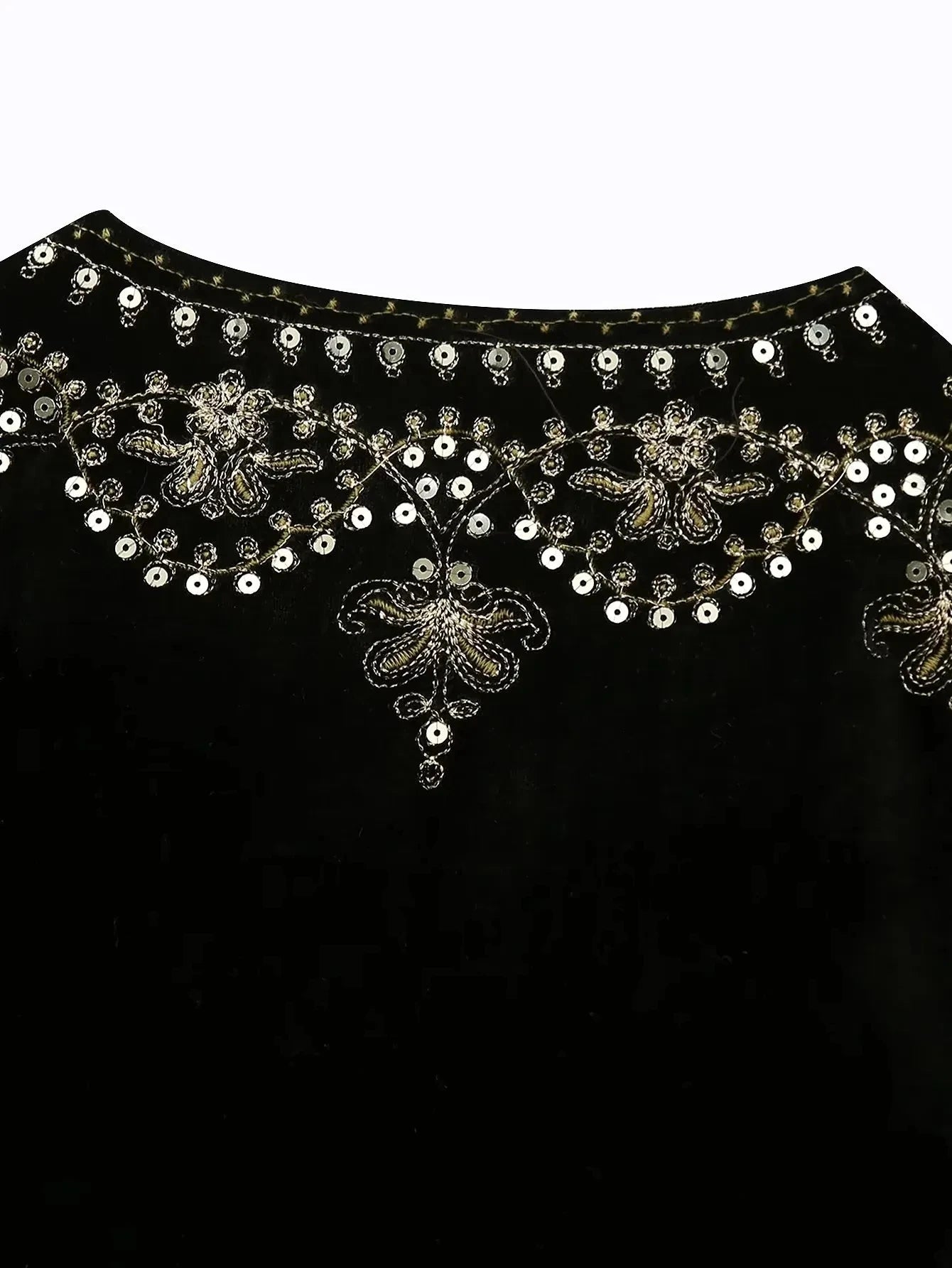 Gilet Femme Vintage Velours Brodé – Sans Manches Col V - Vestico