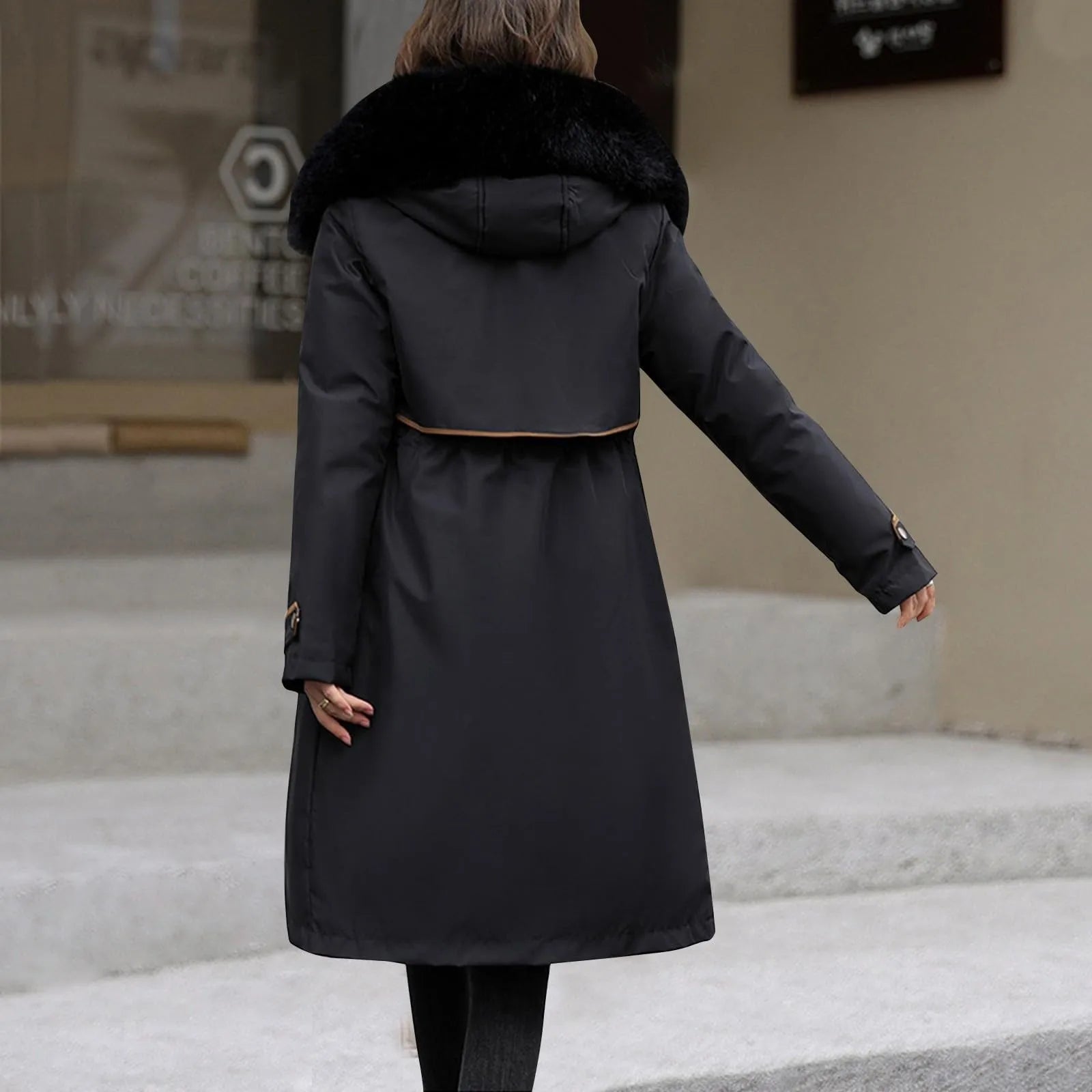 Manteau long femme à capuche – style coréen chaud pour l’hiver