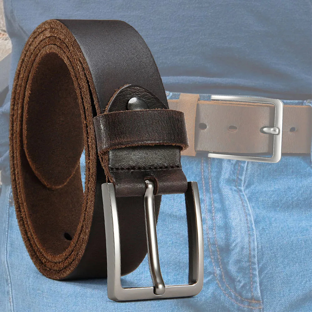 Ceinture Homme en Cuir – Boucle à Ardillon Métallique & Style Casual