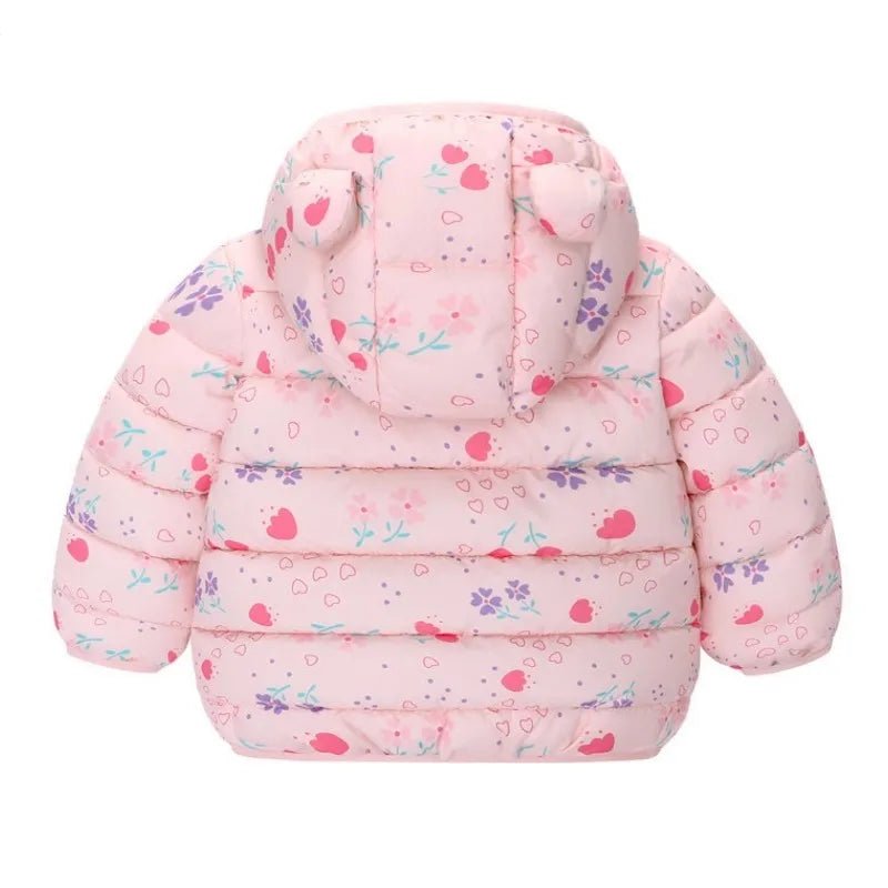 Children Boys Baby Hooded Lightweight Down Jackets Warm Outerwear Autumn Kids Girls Coats Cartoon Dinosaur Print Casual Clothing - Vestico