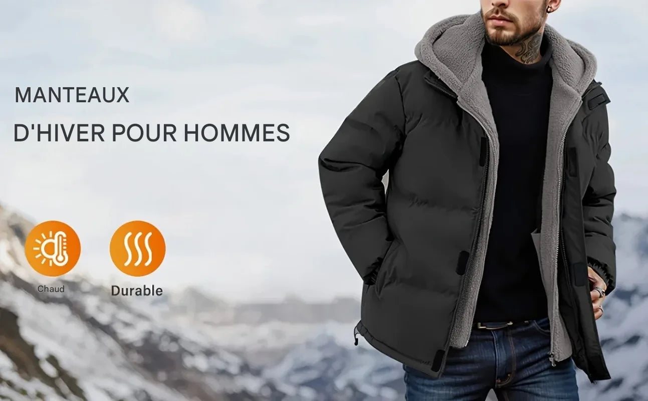 Veste Homme Hiver Imperméable avec Capuche Amovible – Coupe Casual et Chaude - Vestico