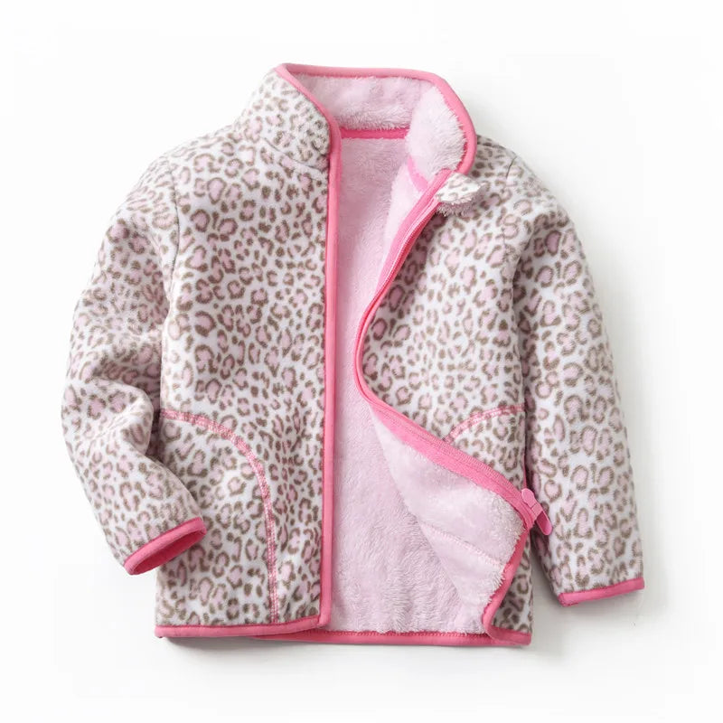 2-8T New Arrival Hearts Print Girls Winter Fleece Jackets Zipper Cute Cold Thick Baby Coats Children's Costume Outwear - Vestico