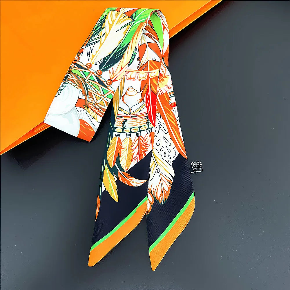 Foulard Femme Imprimé – Écharpe Fine en Soie, Accessoire pour Sac & Cheveux - Vestico