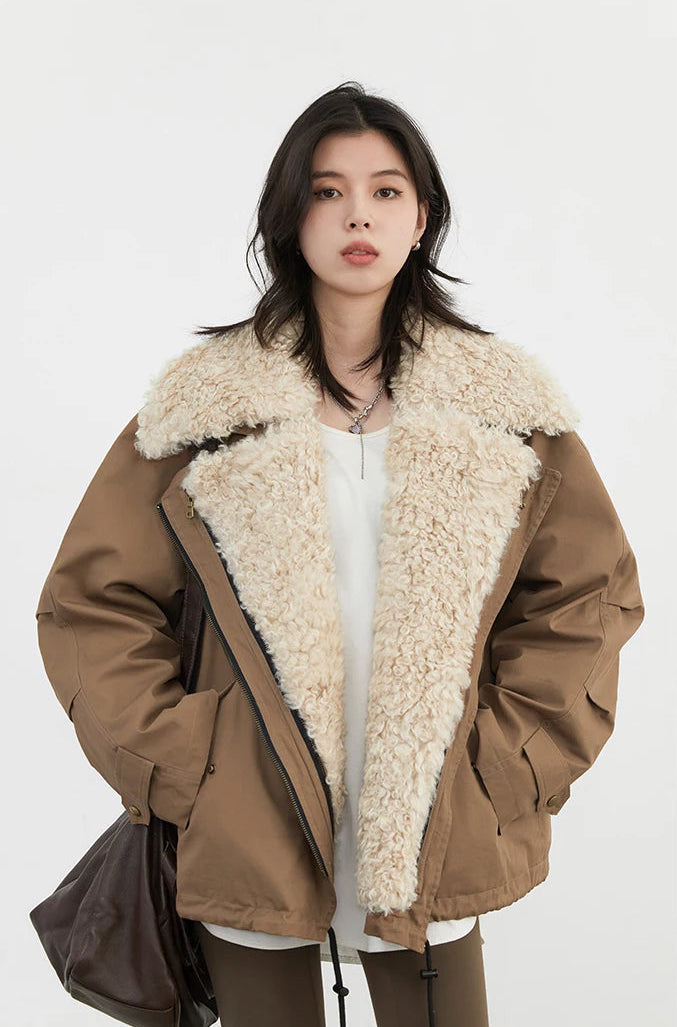 Veste moto femme en coton – manteau chaud style streetwear