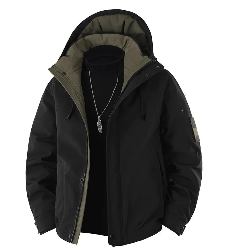 Doudoune Homme 90 % Duvet de Canard Blanc – Manteau Chaud à Capuche, Hiver 2025