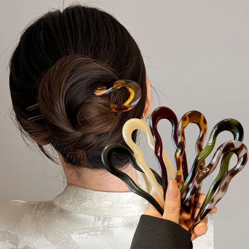 Pic à Cheveux en U Effet Écaille – Barrette Géométrique Élégante