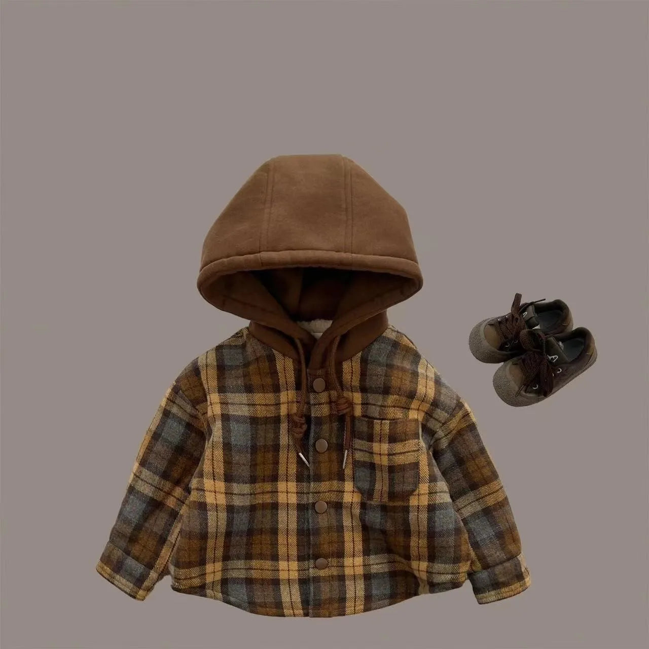 New  Boy  Jackets  Plaid  Fleece  Thickness   Kids  Coats   Fashion  Children  Outerwear Winter  Autumn 2023-A0117 - Vestico