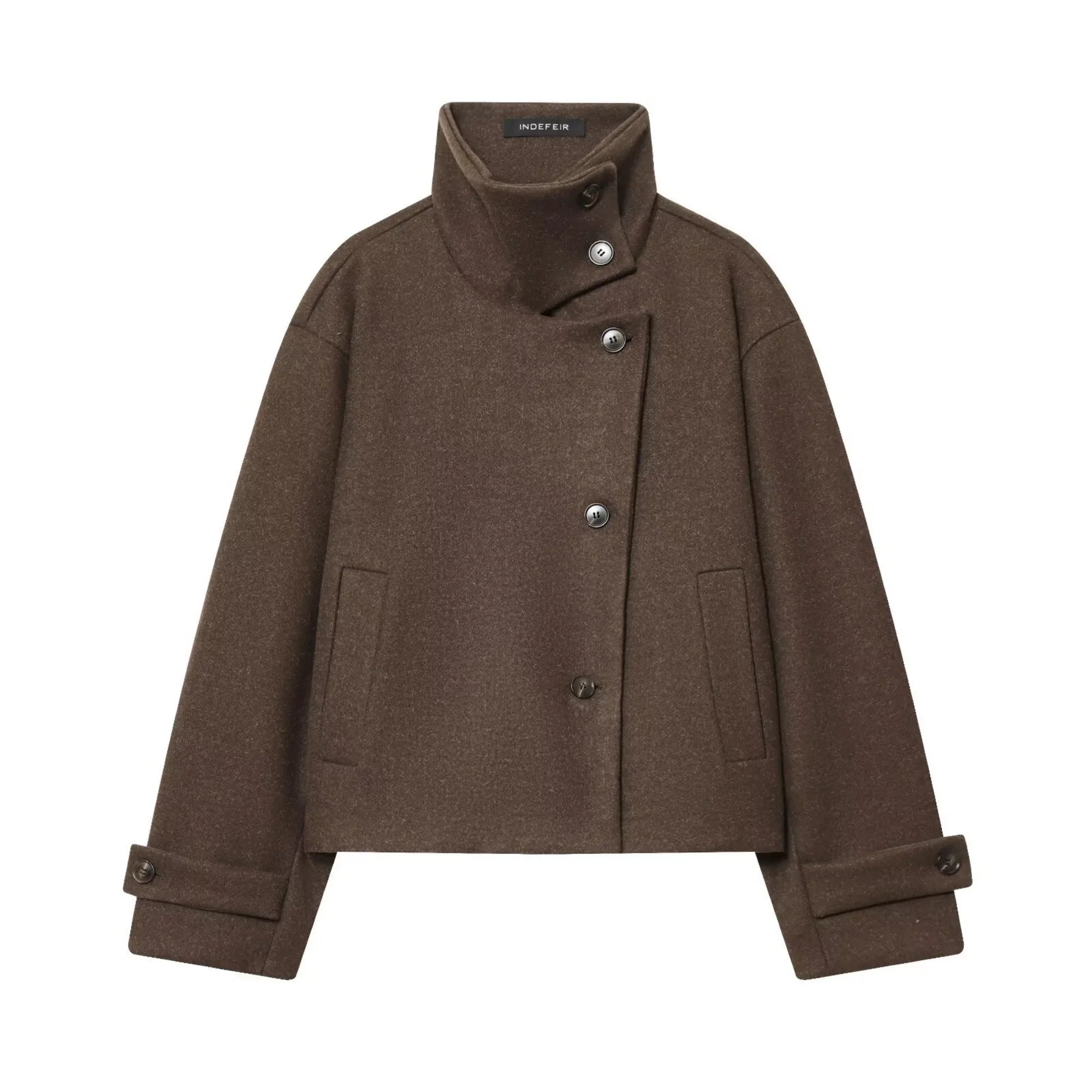 Manteau Court Femme en Laine – Col Montant, Coupe Élégante & Hiver - Vestico