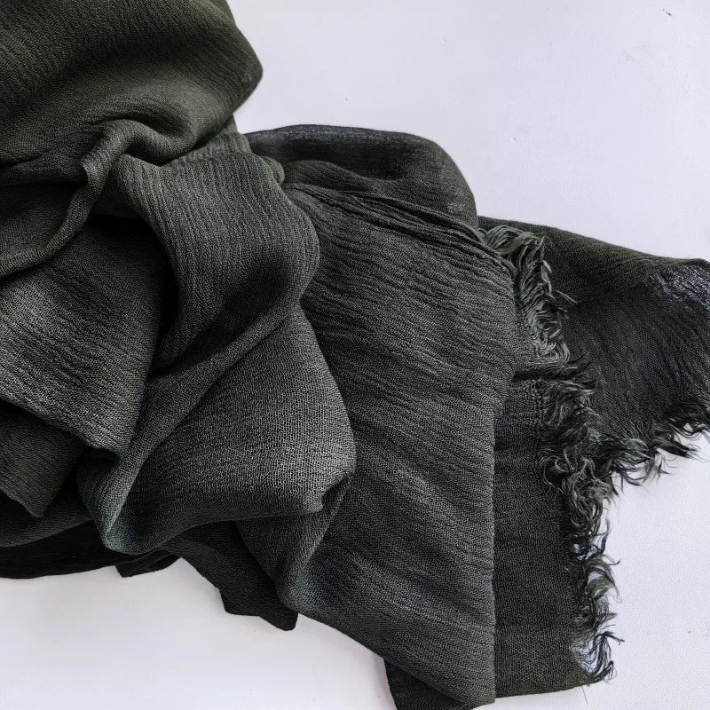 61 Colors Soft Cotton Viscose Scarf Rayon Material Muslim Hijab Mid Eastern Plain Solid Color Headscarf With Tassel - Vestico