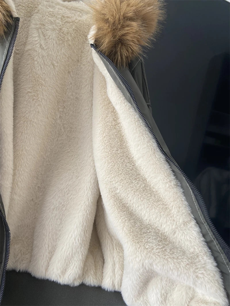 Parka d’hiver à capuche avec col en fausse fourrure – style Y2K streetwear