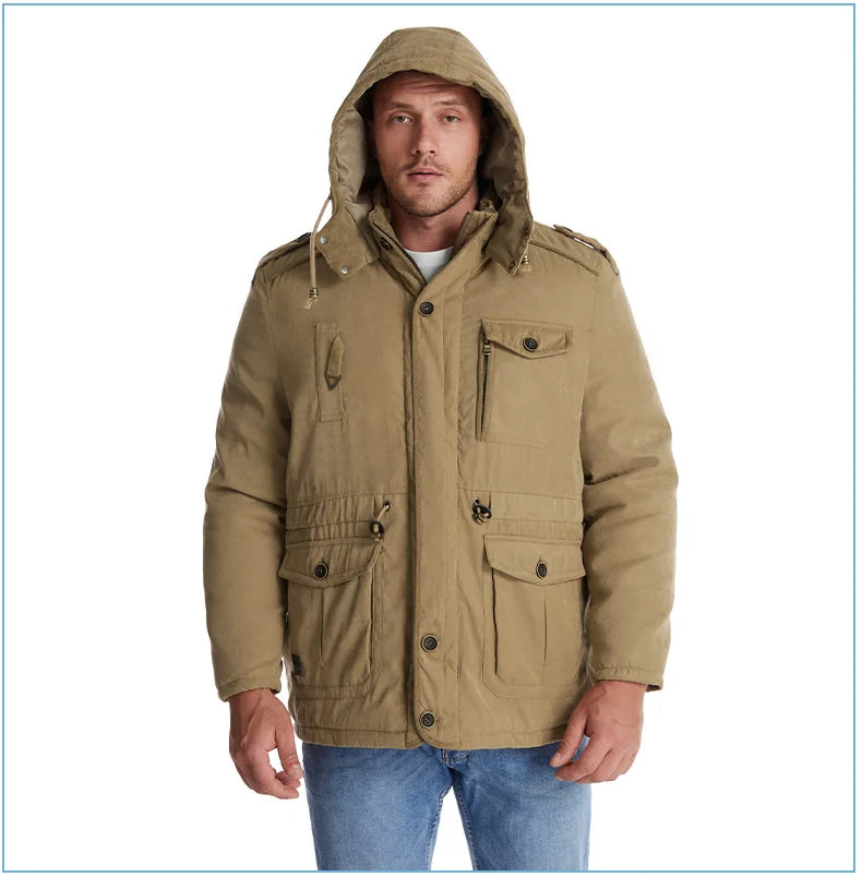 Parka Homme Chaude à Capuche Amovible – Veste Hiver LZLLTT en Polaire et Coton Décontractée - Vestico