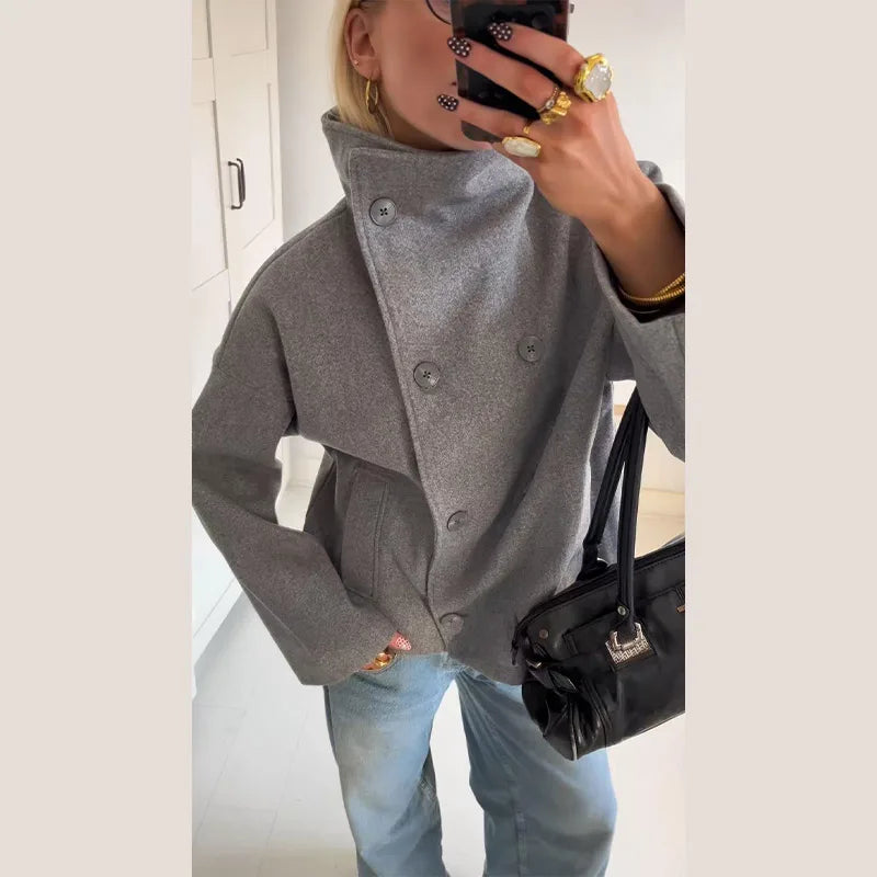 Veste Femme Laine & Cachemire Col Roulé – Style Casual Automne/Hiver 2025 - Vestico