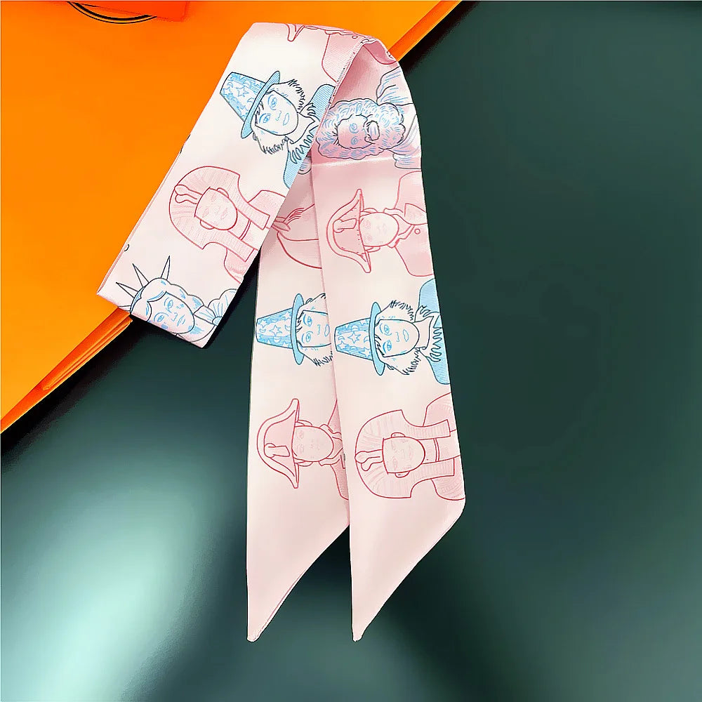 Foulard Femme Imprimé – Écharpe Fine en Soie, Accessoire pour Sac & Cheveux - Vestico