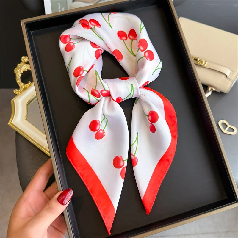 Bohemian Style Print Luxury Brand Silk Square Scarf Women Satin Shawls Neckerchief Wrap Scarves Bandana Hair Hjiab Floral - Vestico