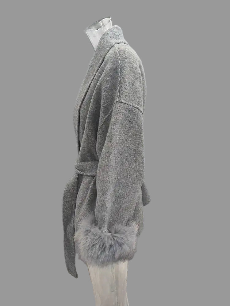 Manteau Femme OL – Patchwork Fourrure & Laine - Vestico