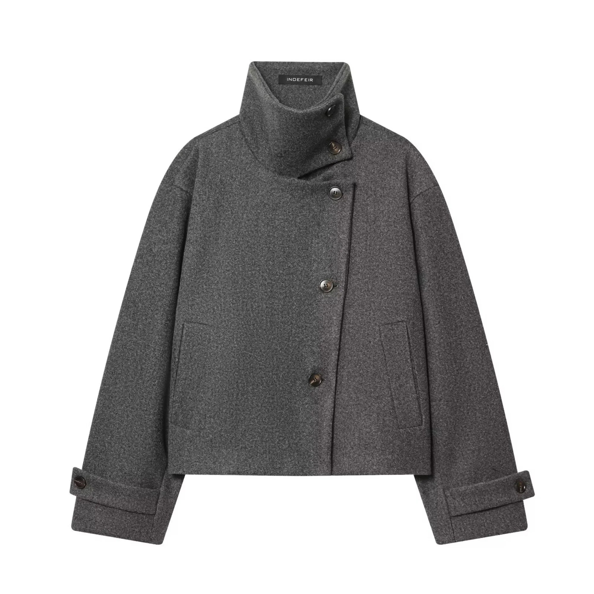 Manteau Court Femme en Laine – Col Montant, Coupe Élégante & Hiver - Vestico