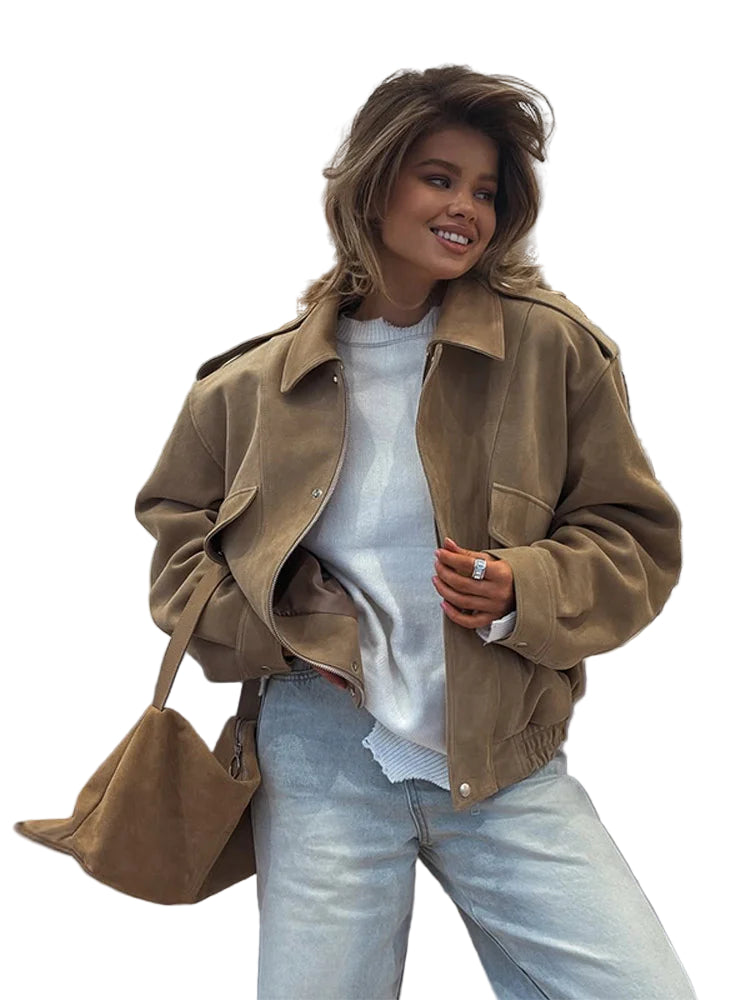 Manteau Court Femme Chic – Col Montant, Fermeture Zippée et Poches - Vestico