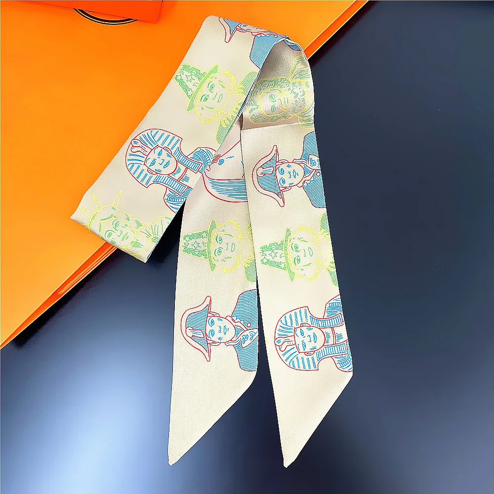 Foulard Femme Imprimé – Écharpe Fine en Soie, Accessoire pour Sac & Cheveux - Vestico