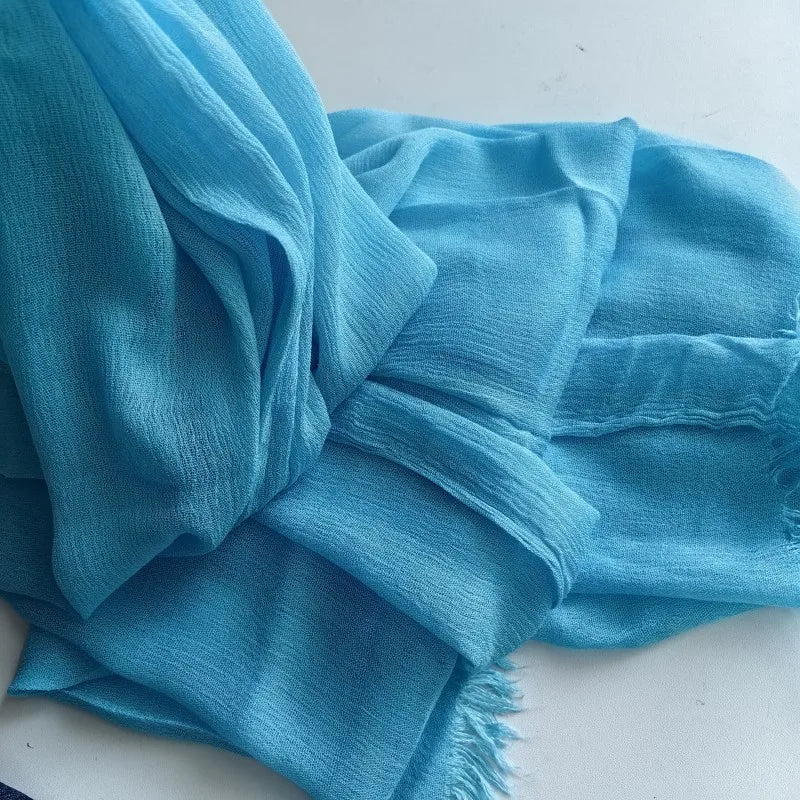 61 Colors Soft Cotton Viscose Scarf Rayon Material Muslim Hijab Mid Eastern Plain Solid Color Headscarf With Tassel - Vestico