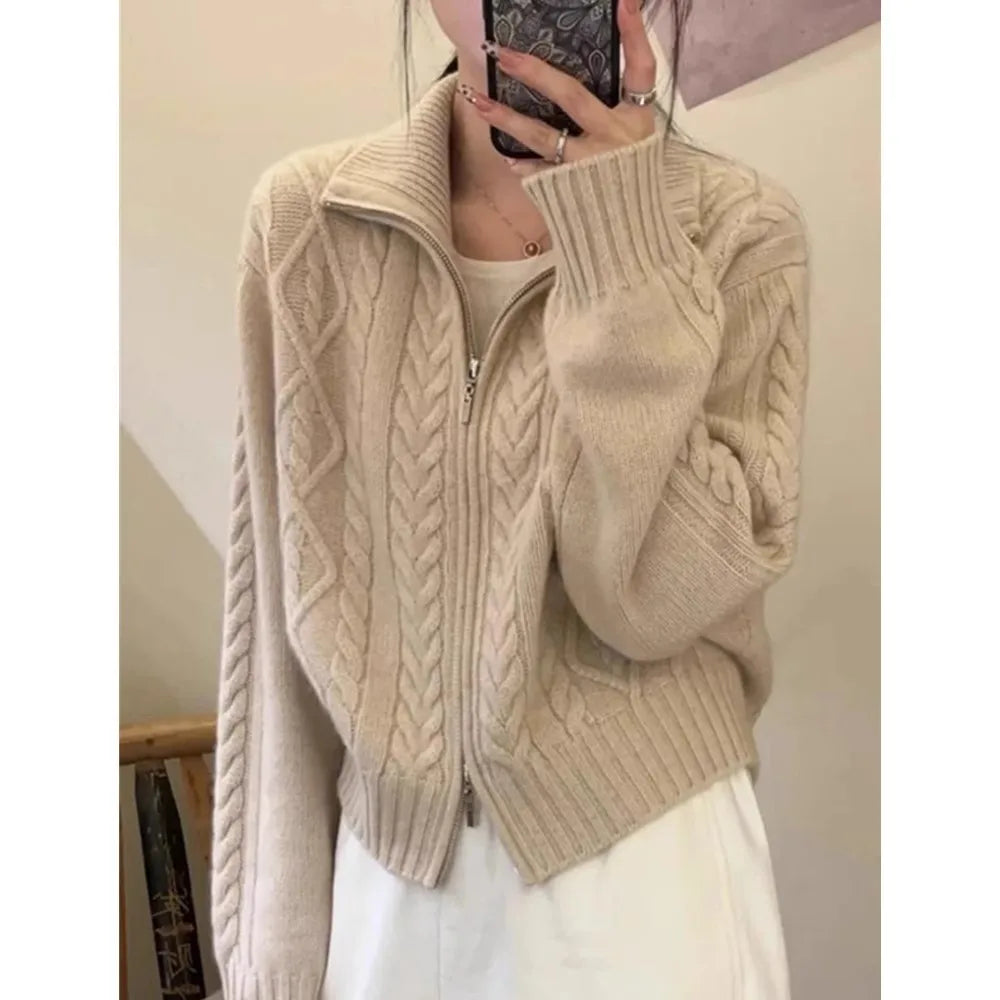 Cardigan Femme 100 % Cachemire – Col Montant, Coupe Ample & Doux