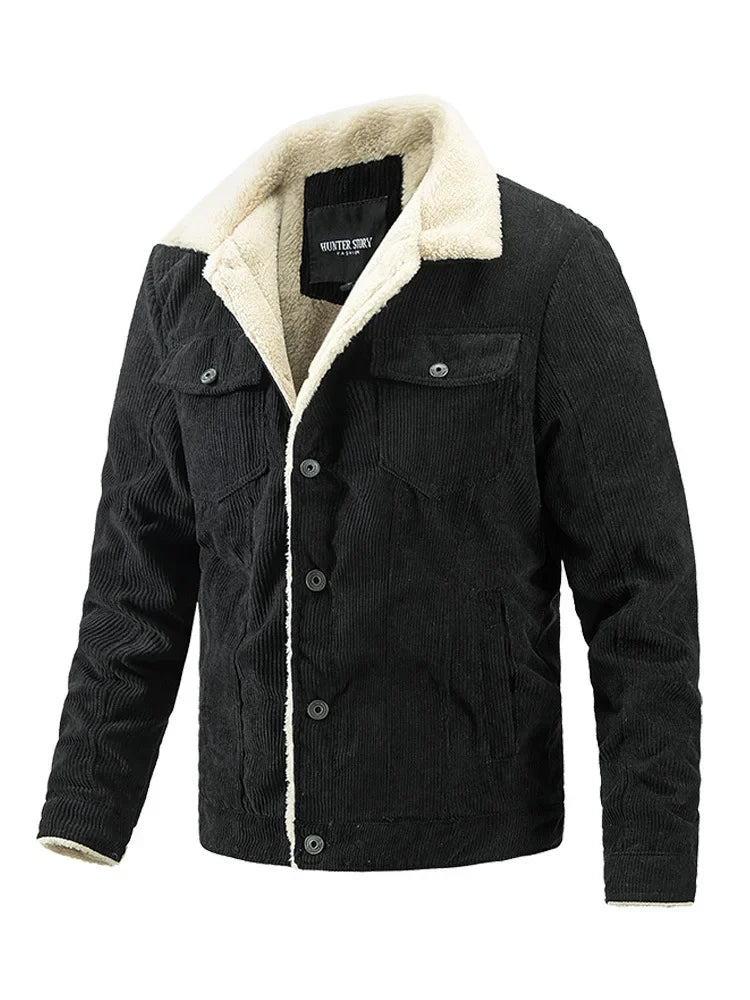Veste Homme Hiver Velours Côtelé Chaude – Coupe Slim et Doublure Polaire - Vestico