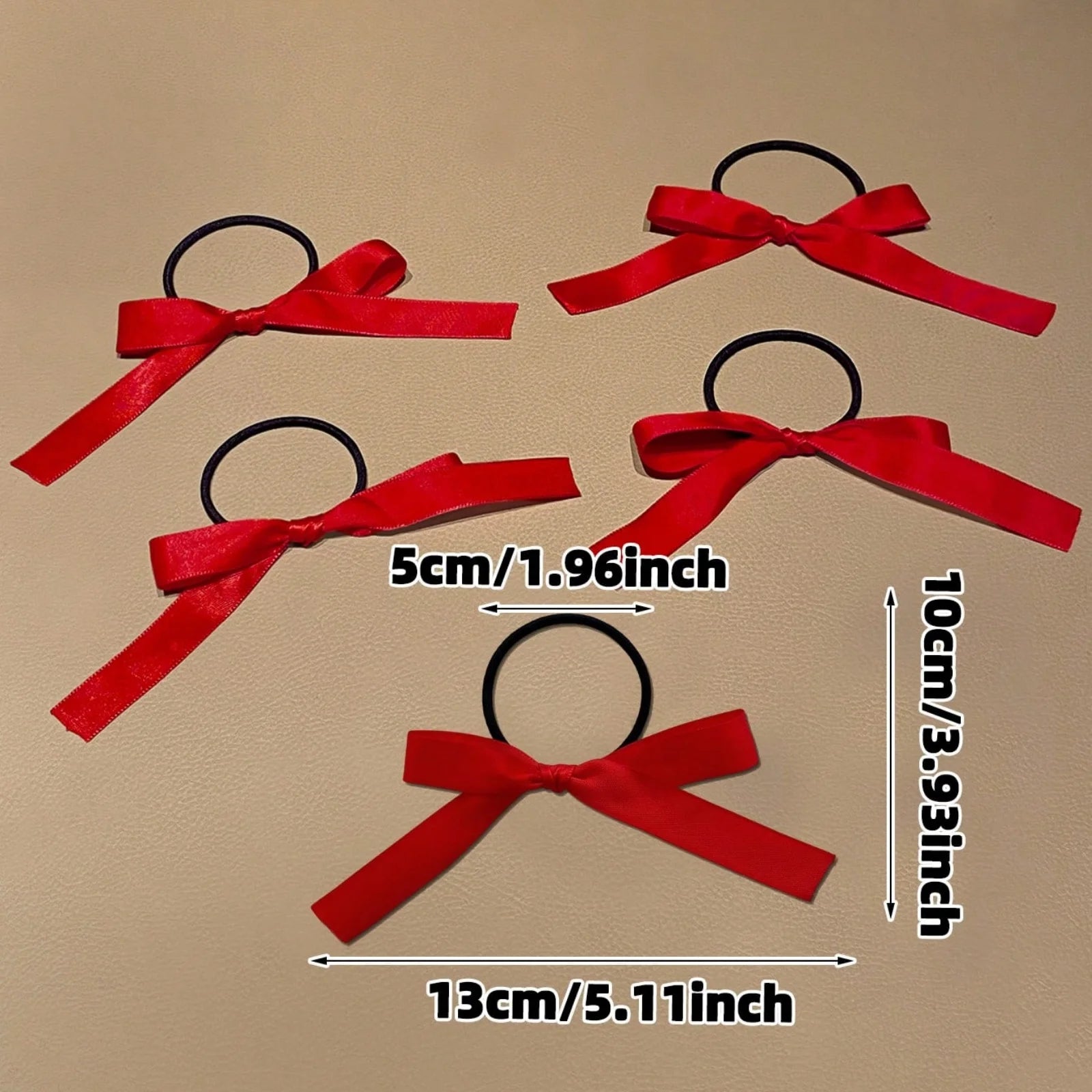Lot de 5 Élastiques à Cheveux avec Nœud Rouge en Satin – Élégants & Tendance