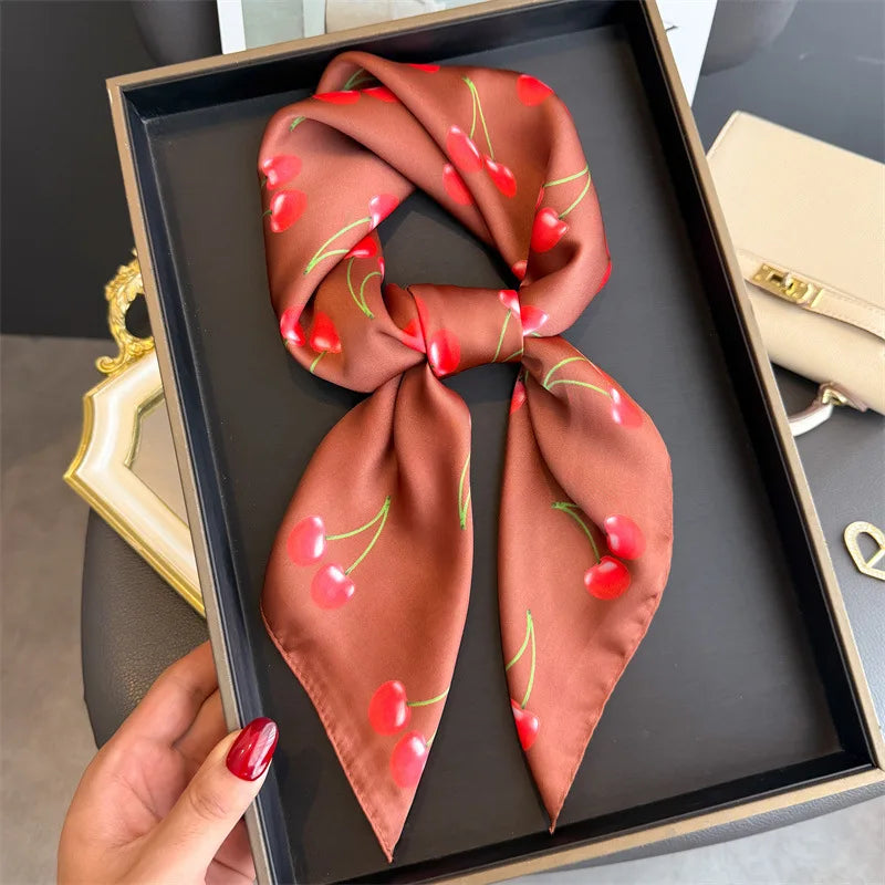 Bohemian Style Print Luxury Brand Silk Square Scarf Women Satin Shawls Neckerchief Wrap Scarves Bandana Hair Hjiab Floral - Vestico