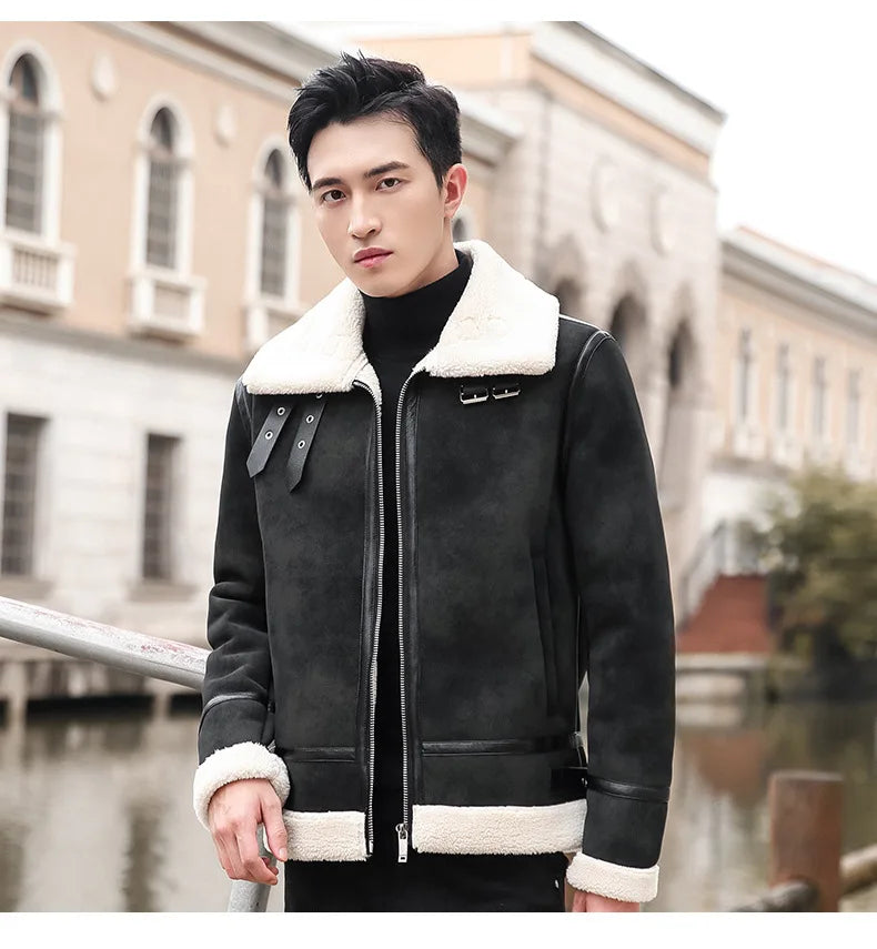 Veste Homme en Similicuir – Style Coréen Slim avec Col Fourrure - Vestico