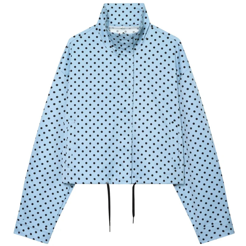 Veste bomber femme à pois – Coupe oversize, col montant & style streetwear