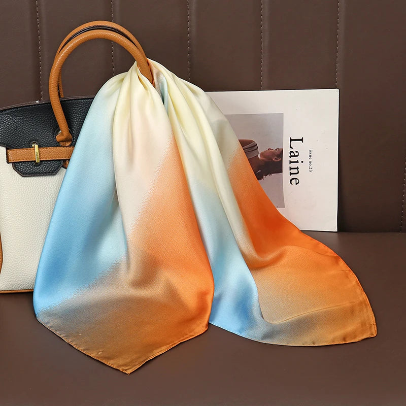 Foulard Carré Satiné Femme – Imprimé Floral, Élégant & Multifonction - Vestico