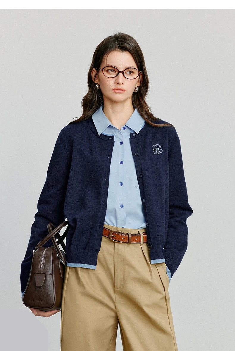 Cardigan Femme Vert Brodé – Élégance Automne/Hiver - Vestico