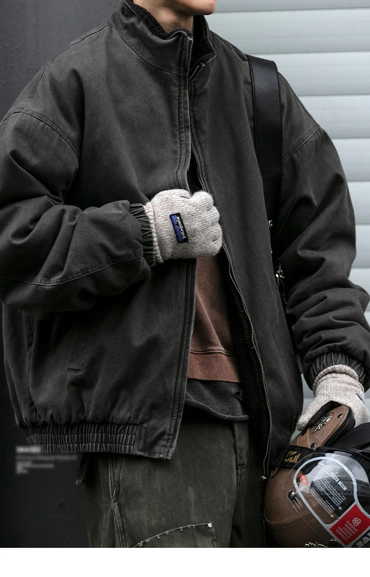 Veste Polaire Japonaise Vintage Homme – Épaisse et Chaude, Style Coréen Streetwear Décontracté - Vestico