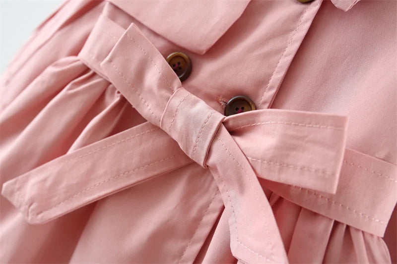 Trench Coat For Girl Children's Spring Cute Long Jacket 2024 New Kids Khaki Casual Outerwear Baby Khaki Fashion Windbreaker - Vestico