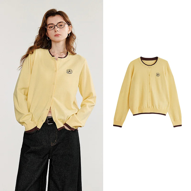 Cardigan Femme Vert Brodé – Élégance Automne/Hiver - Vestico