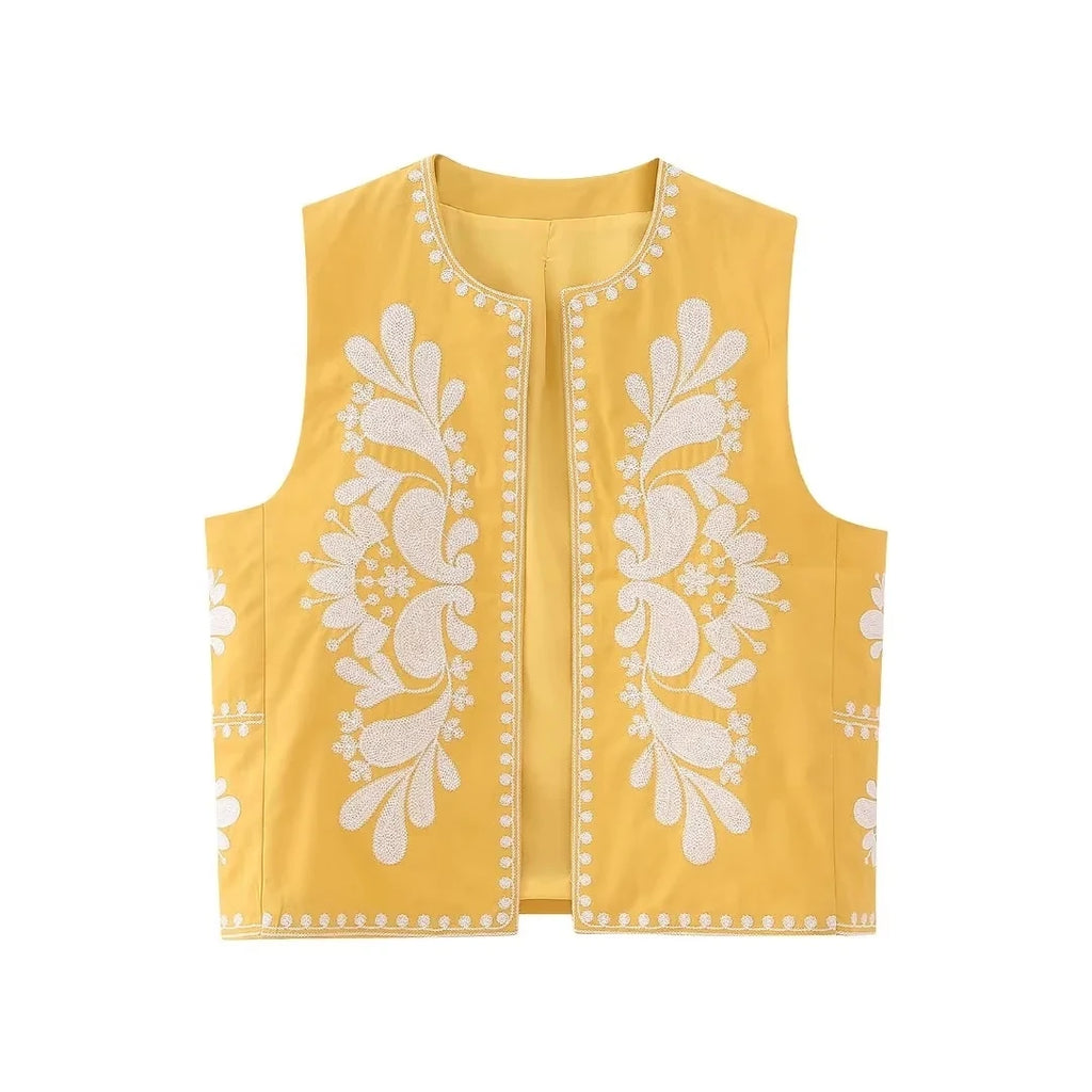 Gilet Femme Brodé Floral – Sans Manches Été 2025 - Vestico