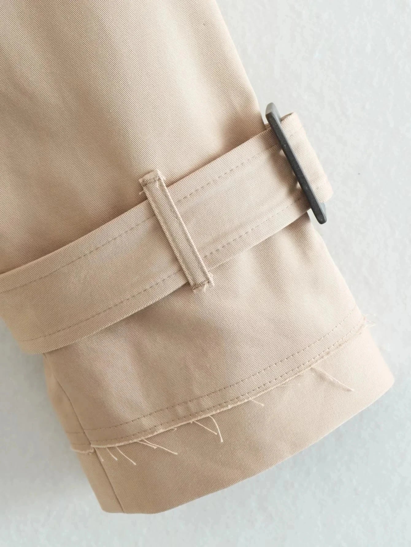 Trench Court Ceinturé Femme 2024 – Vintage Streetwear, Double Boutonnage, Manches Longues - Vestico