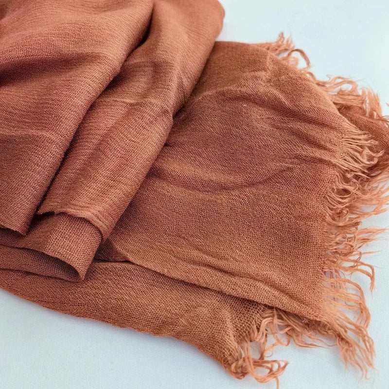 61 Colors Soft Cotton Viscose Scarf Rayon Material Muslim Hijab Mid Eastern Plain Solid Color Headscarf With Tassel - Vestico