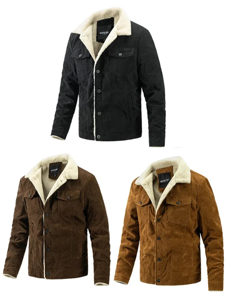 Veste Homme Hiver Velours Côtelé Chaude – Coupe Slim et Doublure Polaire - Vestico